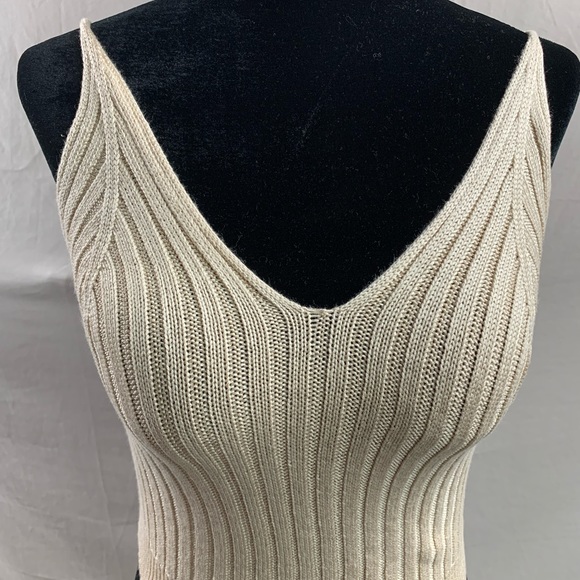 Beige Ribbed Cropped Cami Top - Picture 6 of 6